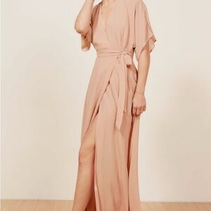 REFORMATION Blush Winslow Dolman Sleeve Kimono Crepe Wrap Maxi Dress size XL
